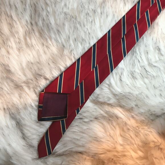 Vintage Tie Rack Red, Blue, & White Mens Striped Formal Neck Tie - Picture 7 of 9